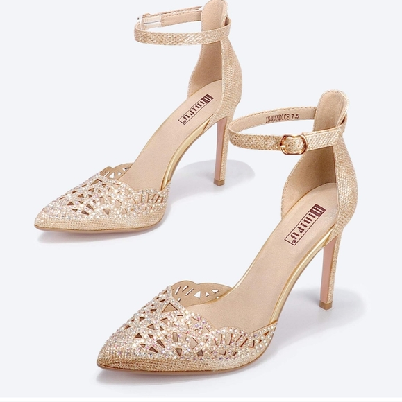 !D!FU Glitter Gold Sz 9.5 Rhinestone Heels - Picture 7 of 9